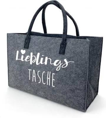 Produktbild von heimtexland ® Allzweck Filztasche Shopper Tasche Tragetasche Filz Einkaufstasche Einkaufskorb XL Shopping Bag Henkeltasche Typ717 Lieblingstasche Grau