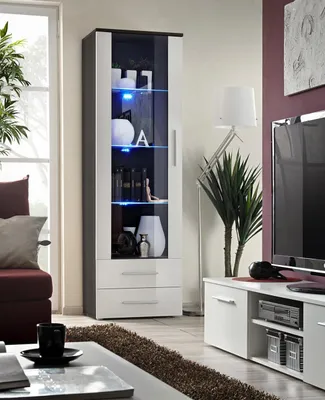 Obrázok produktu pre Sklenená drevená skriňa Vitrína Obývačka Dizajn Moderný nábytok Luxusný