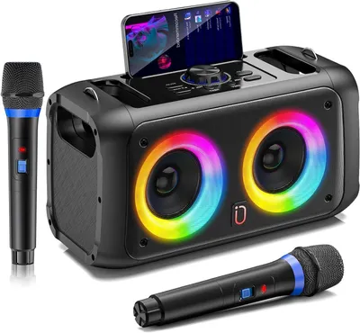Imagen del producto de Sistema de karaoke - Equipo de sonido - Ideal para fiestas - Con 2 micrófonos - 249 kg - Color negro