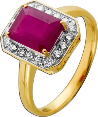 Produktbild von Rubin Ring Gelbgold 585 14K roter Edelstein Lab Grown Diamanten 19