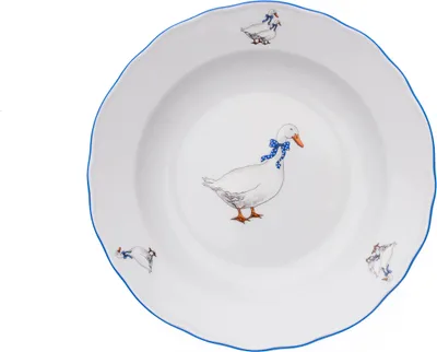 Obrázok produktu pre Český porcelán, a.s., Dubí Hlboký tanier, 24 cm, husy, Český porcelán