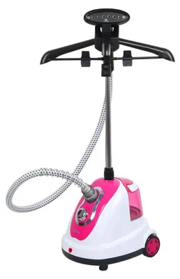 Obrázek produktu pro Oparovač oblečení – ruční parní kartáč – 30 g/min, nepřetržitý výstup páry – 1,7 l odnímatelná nádržka na vodu – 10 sekund rychlé nahřátí – 230V – růžová barva