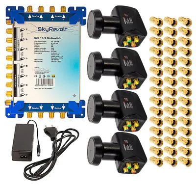 Produktbild von SkyRevolt SVC 17/8 Multiswitch SAT Multischalter 4x PremiumX Quattro LNB 45x F-Stecker