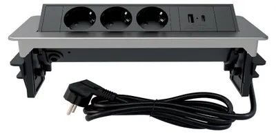 Zdjęcie produktu dla Gniazdo POP-UP 3 SCHUKO/2 USB A+C INOX COMMEL