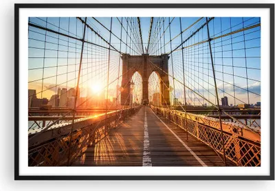Produktbild von Gerahmtes Poster - Schwarzer Rahmen - New York Brücke - 91,5x61 cm - Wand Bild - Wanddeko - Wandbilder - Kunstposter - Wandposter - Bilderrahmen - Bilder - Kunstdruck - Wandbild - P2BAA91x61-3707