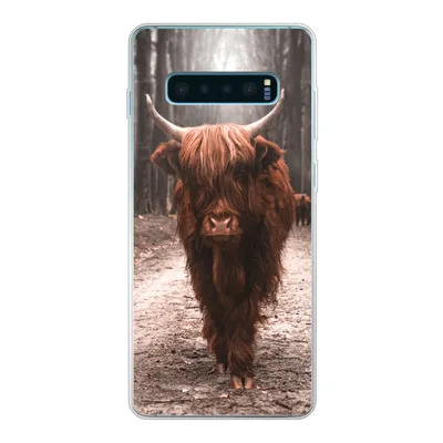 Produktbild von MuchoWow® Handyhülle Schutzhülle Hülle für Samsung Galaxy S10 Plus Schottischer Hochländer - Wald - Kuh - Tiere - Natur Silikon Softcase Handy Hülle - Schutzhülle