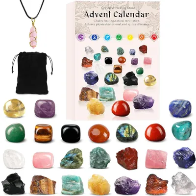 Adventskalender 2026 mit 24 Kristallen und Edelsteinen