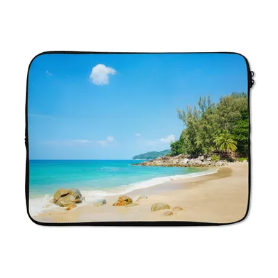 Produktbild von MuchoWow® Laptop Hülle 17 Zoll Laptoptasche Strand - Meer - Pflanzen - Tropisch - Zipper - Schutzabdeckung