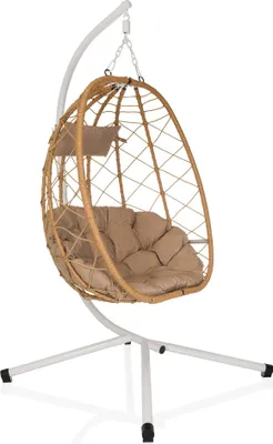 Obrázok produktu pre hjh LIVING Zavesené kreslo COCOVA Stolička odolná voči poveternostným vplyvom Tkanina, PE ratan, železo
