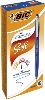 Obrázok produktu pre BIC Atlantis Soft, Klip, Zasúvacie pero so sponou, Doplňovacie, Modrá, 12 kusov, Stredná