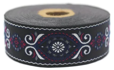 Produktbild von Omgoods – Jacquard-Webband, lila und marineblau, 3,5 cm x 10 m, für Nähprojekte und DIY
