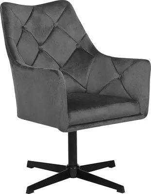 Produktbild von BELIANI Otočné kreslo tmavosivé zamatové čalúnené prešívané operadlo 73 x 61 x 95 cm kovová podnož glamour