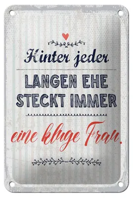 Produktbild von Blechschild Spruch 12x18cm Hinter jeder langen Ehe steckt immer Dekoration
