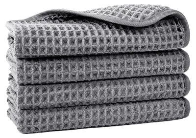 Produktbild von Mikrofaser-Waschlappen - fusselfrei - Waffelstruktur - Grau - 33 x 33 cm - 4 Stück