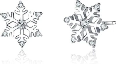 Produktbild von Damen-Schneeflocke Ohrstecker 925 Sterling Silber Weihnachtsgeschenk