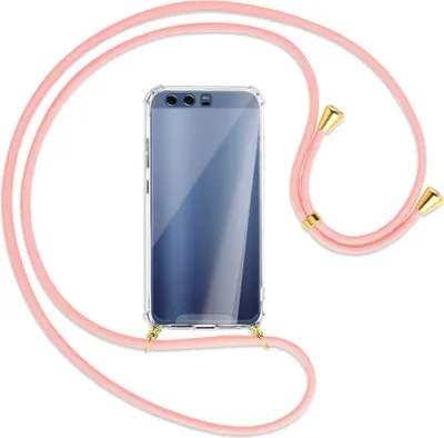 Produktbild von Handykette Backcover-Schutzhülle mit Band (Metall goldfarben) für Huawei P10 - rosa