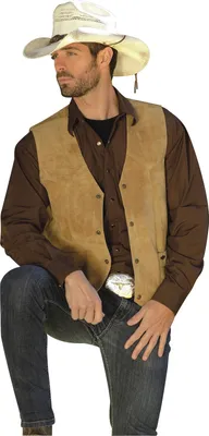 Produktbild von Herren Western Weste Cowboy Biker Leder »ALABAMA« Hellbraun