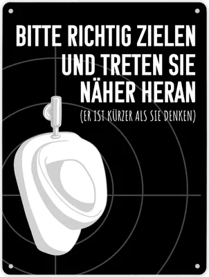 Produktbild von Bitte richtig zielen… Toilette Urinal Metallschild XL in 21x28 cm mit Fadenkreuz