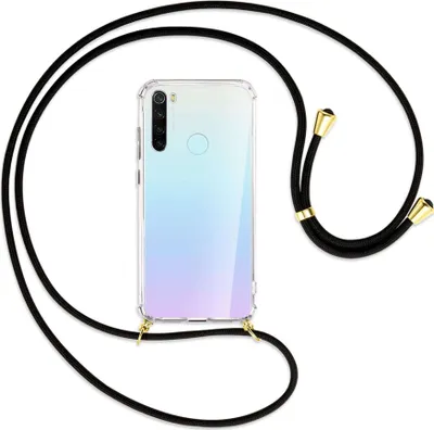 Produktbild von Handykette Backcover-Schutzhülle mit Band (Metall goldfarben) für Xiaomi Redmi Note 8 - schwarz