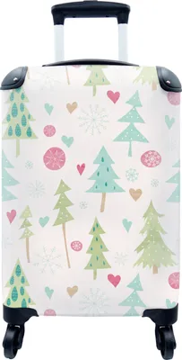 Produktbild von MuchoWow® MuchoWow® Koffer Handgepäck Trolley Rollkoffer Kleine Reisekoffer mit 4 Rollen - Winter - Wald - Muster - Schnee - Pastell - Cabin Size < 55x40x23 cm & 55x40x20 cm - Fotokoffer - Kabinenkoff