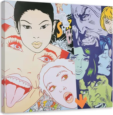 Immagine prodotto di Quadro su tela comic-pop-art-facce 30x30 cm Feeby colore quadro da parete pronto per essere appeso
