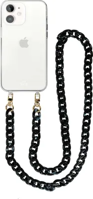Produktbild von Marble Black Transparant Cord Hülle - Long Cord  - Kompatibel mit iPhone 12