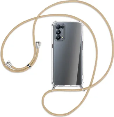 Produktbild von Handykette Backcover-Schutzhülle mit Band (Metall silberfarben) für Oppo Reno5 Pro 5G - caramel