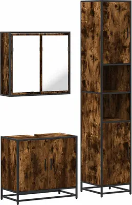 Immagine prodotto di vidaXL Set di mobili da bagno a 3 pezzi in legno di quercia affumicata