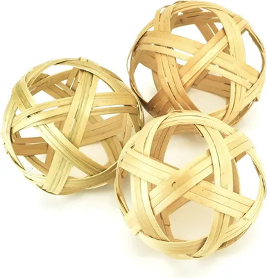 Immagine prodotto di Palline decorative in bambù naturale, 3 pezzi, Ø10 cm