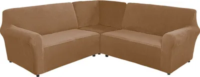 Produktbild von (Kamel) 7-Sitzer-Sofabezug aus Samt in L-Form Elastischer Sofabezug, waschbarer Sofabezug