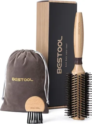 Image de BESTOOL Brosse ronde professionnelle en poils de sanglier avec picots en nylon (Barrel