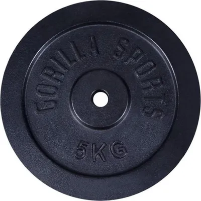 Obrázok produktu pre Gorilla Sports Liatinový záťažový kotúč, čierny, 5 kg