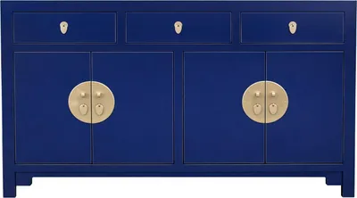 Produktbild von Fine Asianliving Chinesisches Sideboard Kommode Nachtblau - Orientique Kollektion - B140xT35xH85cm