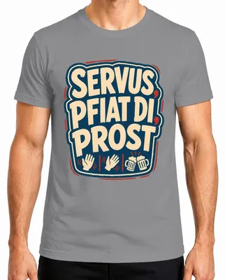 Imagen del producto de Servus Pfiat Di Prost Bayern: Camiseta tradicional para , estilo "lederhosen" (pantalones de cuero), para hombre, color gris, talla L