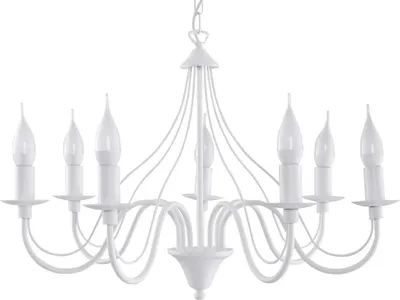 Obrázek produktu pro SOLLUX lighting Minerwa 7 lustr stropní svítidlo, glamour styl, vyměnitelná žárovka E14, 7 x 40 W, ocel, 60 x 60 x 80 cm, bílá