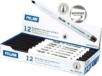 Image de Feutres Noirs Milan Tableau Blanc Pointe Fine 3,7mm, Encre Effaçable à Sec - Milán