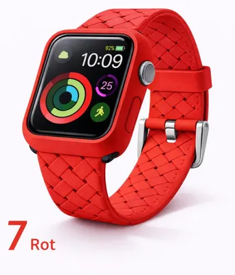 Produktbild von Apple Watch Silikon Armband + Case Bumper Hülle - Für Apple Watch 38 mm, 7# Rot