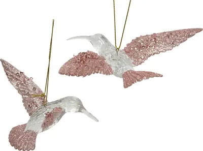 Produktbild von Christbaumschmuck Kunststoff Kolibri 11cm klar / rosa, 1 Stück sort.