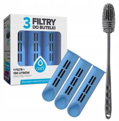 Produktbild von Dafi Soft & Solid Filter für Flaschen 3 Stück Blau Bürste