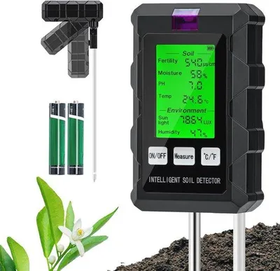 Obrázek produktu pro Digitální měřič půdy pro zahradu – měření vlhkosti, pH, teploty a světla