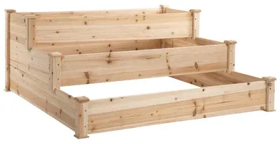 Obrázek produktu pro Vyvýšený květináč se 3 úrovněmi | Barva: přírodní | Rozměry: 124 x 124 x 56 cm