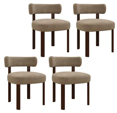 Produktbild von 4er-Set Esszimmerstühle aus Massivholz, klares und warmes Design, abgerundete Rückenlehne passend zur Rückenkontur, optimaler Komfort, Khaki