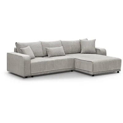 Produktbild von 290 cm Ecksofa PRIMO L-Form Polstersofa mit Schlaffunktion Cordstoff Corner Schlafsofa Eckcouch für Wohnzimmer, Stoff: poso 100 - beige