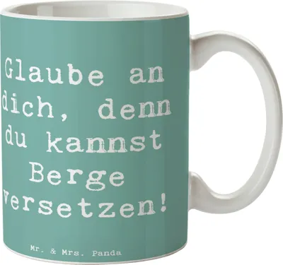 Produktbild von Mr. & Mrs. Panda Keramiktasse Spruch Selbstvertrauen stärken - Meeresbrise - Geschenk, Kaffeetasse, Herausforderungen meistern, Mut, Teetasse, Vertrauem, Kaffeebecher