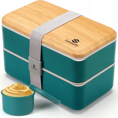 Zdjęcie produktu dla Sinnsally Lunch Bento Box 1400 ml - Szczelne Pudełko na Lunch zielone