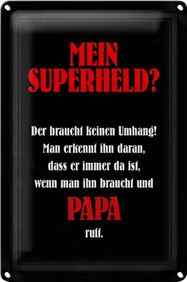 Produktbild von Blechschild Spruch 18x12cm mein Superheld Papa