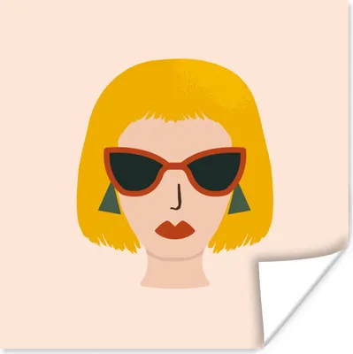 Produktbild von MuchoWow® Poster Frau - Sommer - Sonnenbrille 50x50 cm - Wohnzimmerdekoration