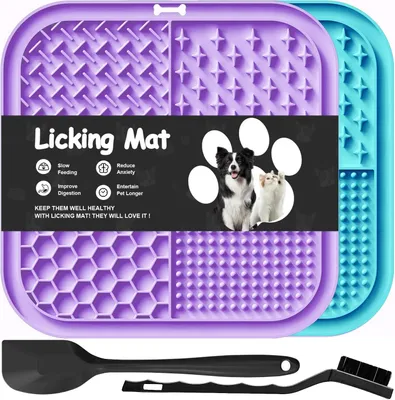 Image de 2 tapis antidérapants pour chiens et chats - Distributeur de nourriture lent avec ventouses
