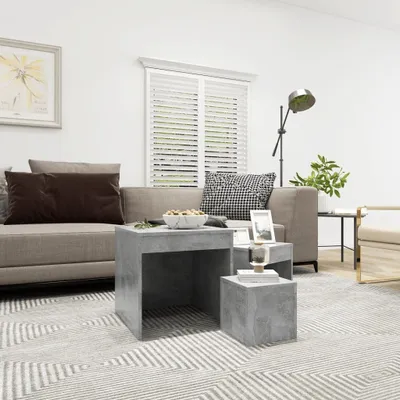 Obrázek produktu pro The Living Store Sada stolů 3dílná betonová šedá dřevo materiál