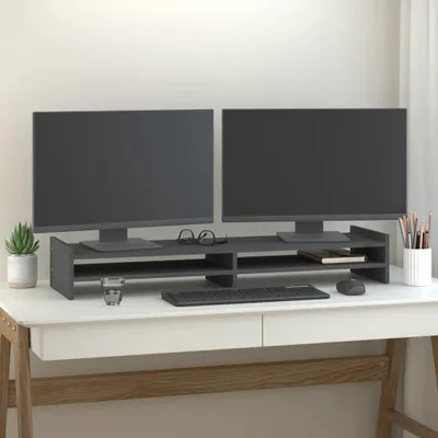 Obrázek produktu pro vidaXL Stojan na monitor Grey 100x27x15 cm z masivního borovicového dřeva